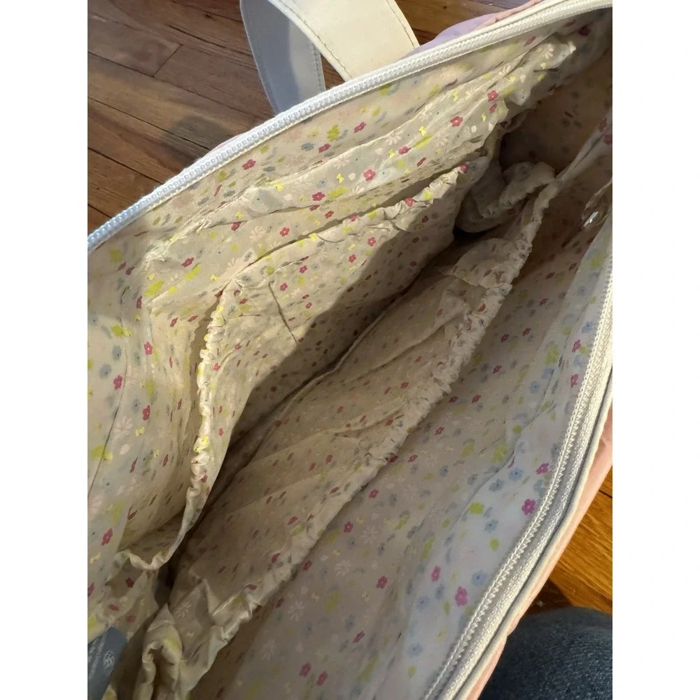 Vintage Winnie The Pooh Diaper Bag Tote Pink Beige Floral Embroidered NWOT Y2K